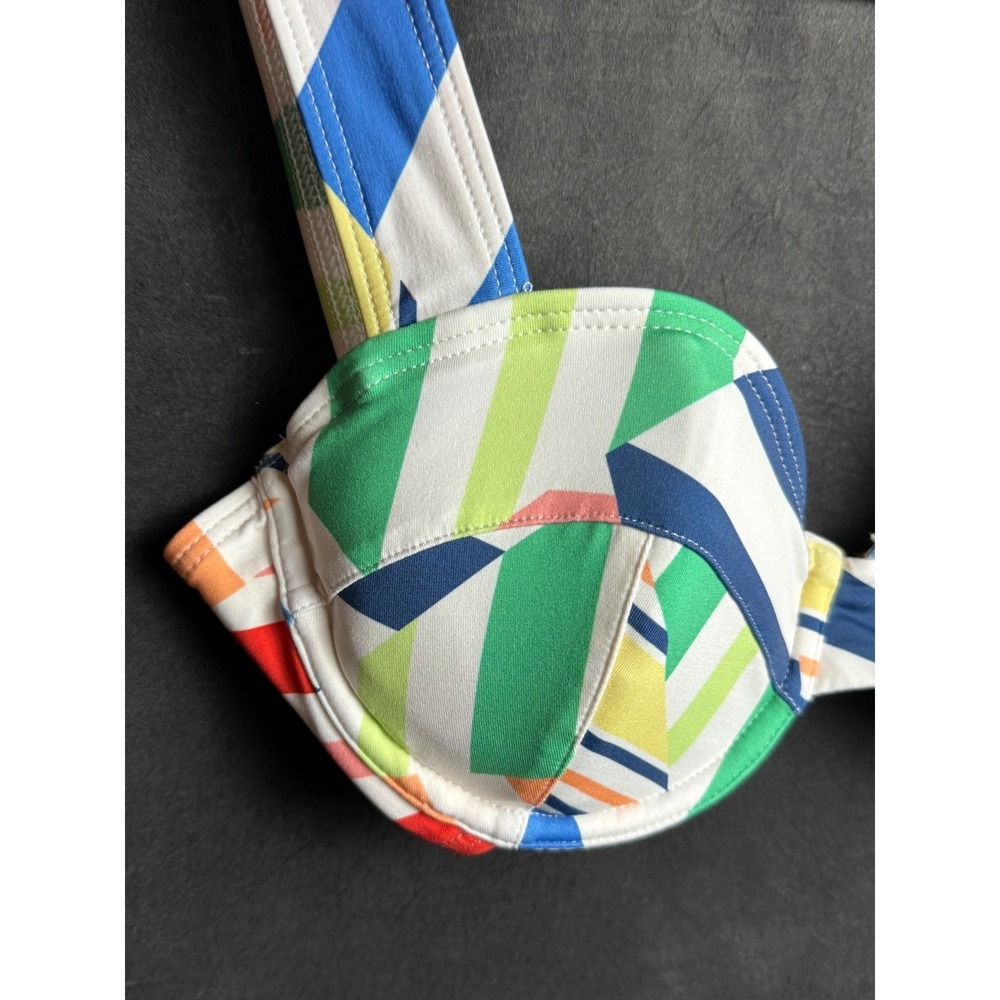 Solid & Striped Bikini Top Multicolor Geometric Abstract Underwire Swimwear S - Picture 2 of 5